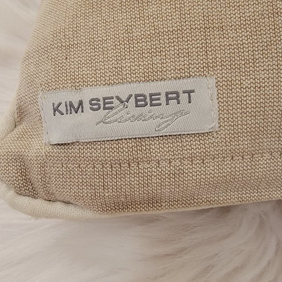 Kim Seybert Sequin Embellished Decorative Cotton Pillow White and Linen 13 x 15 - Picture 3 of 4
